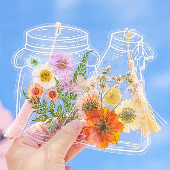20Pcs DIY Transparent Dried Flower Bookmarks Exquisite Design Creative Floral Plant Clear Bookmarks Decorations