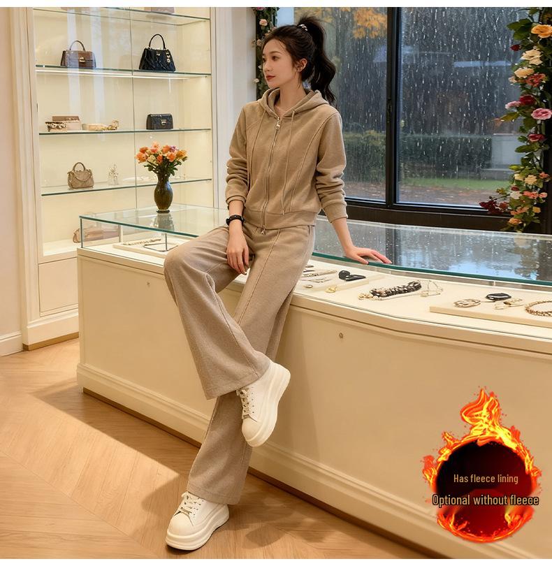 Korean Style Hoodie & Wide-Leg Pants Set - Casual Spring/Autumn Fashion for Women