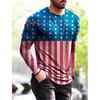 Herren Langarm-T-Shirt mit amerikanischem Flaggen-Print, Stilvolles Lässiges Tägliches Outfit
