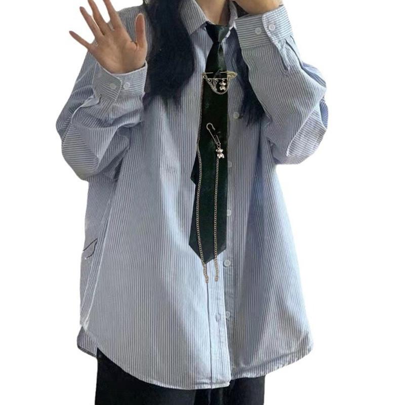 Jk Uniform Black Ties Metal Chain Bear Collar Japan Jk seifuku Cosplay Pre-tied Tie Schoolgirl JK Suit Neckwear