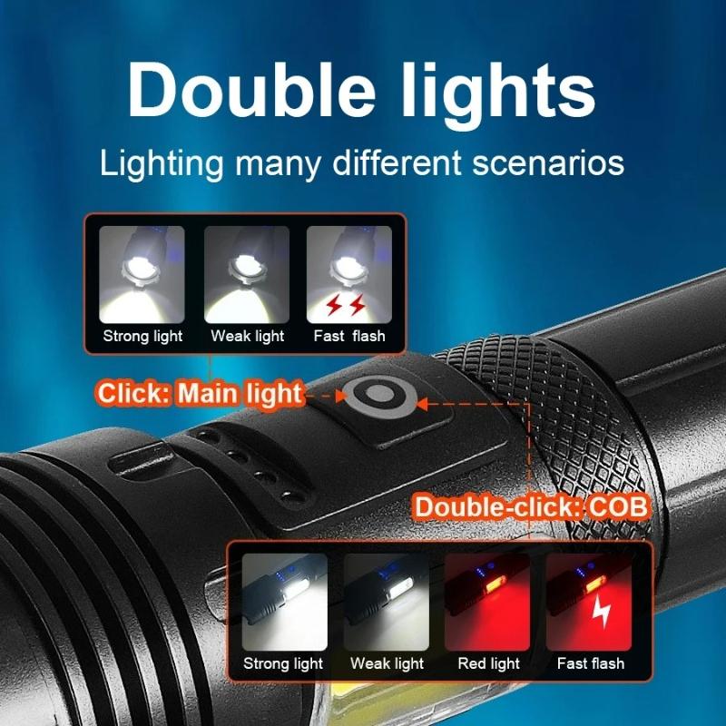 High Powerful LED Flashlights Long Range 1500M Super Bright Torch Light Type-C Rechargeable Waterproof Outdoor Camping Lamp
