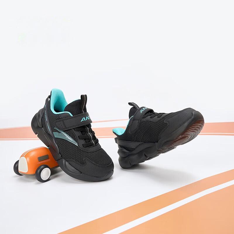 Anta Velcro Low Top Kids Running Shoes Kids sneaker Black Blue A312249935H-3