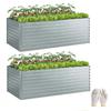 Set of 2 Galvanized Raised Garden Beds, 180 X 90 X 60 Cm Metal Raised Beds with Safety Edge, Silver