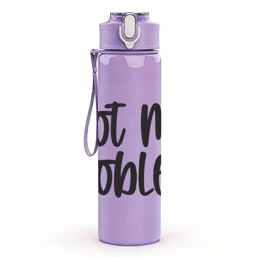 1PC Not My Problem Simple Text 750ml Color Plastic Sports Water Bottle Leakproof Flip Straw Lid Suitable for Sports Office Home Use