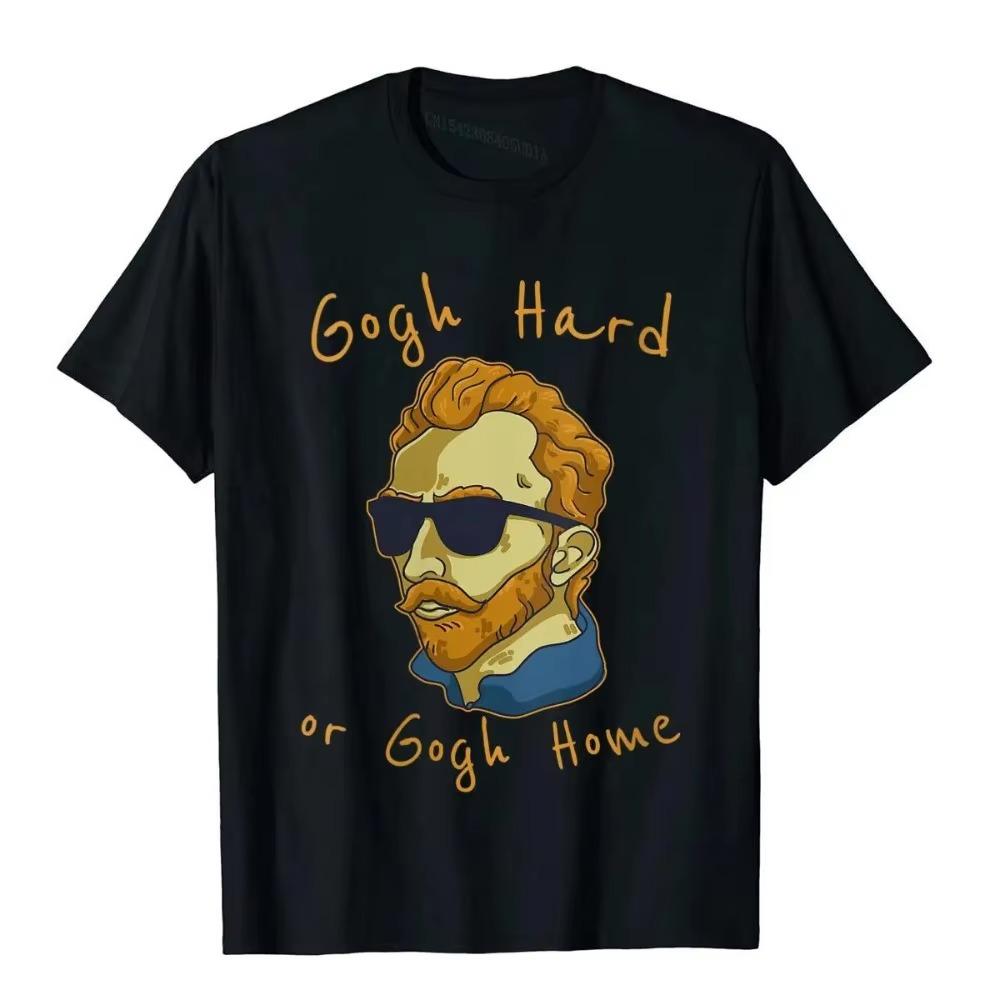 Damen Vincent Hard Or Go Home Künstler Humor Wortspiel Rundhals T-Shirt Normales T-Shirt Lustig Baumwolle Herren Oberteile T-Shirts Fitness
