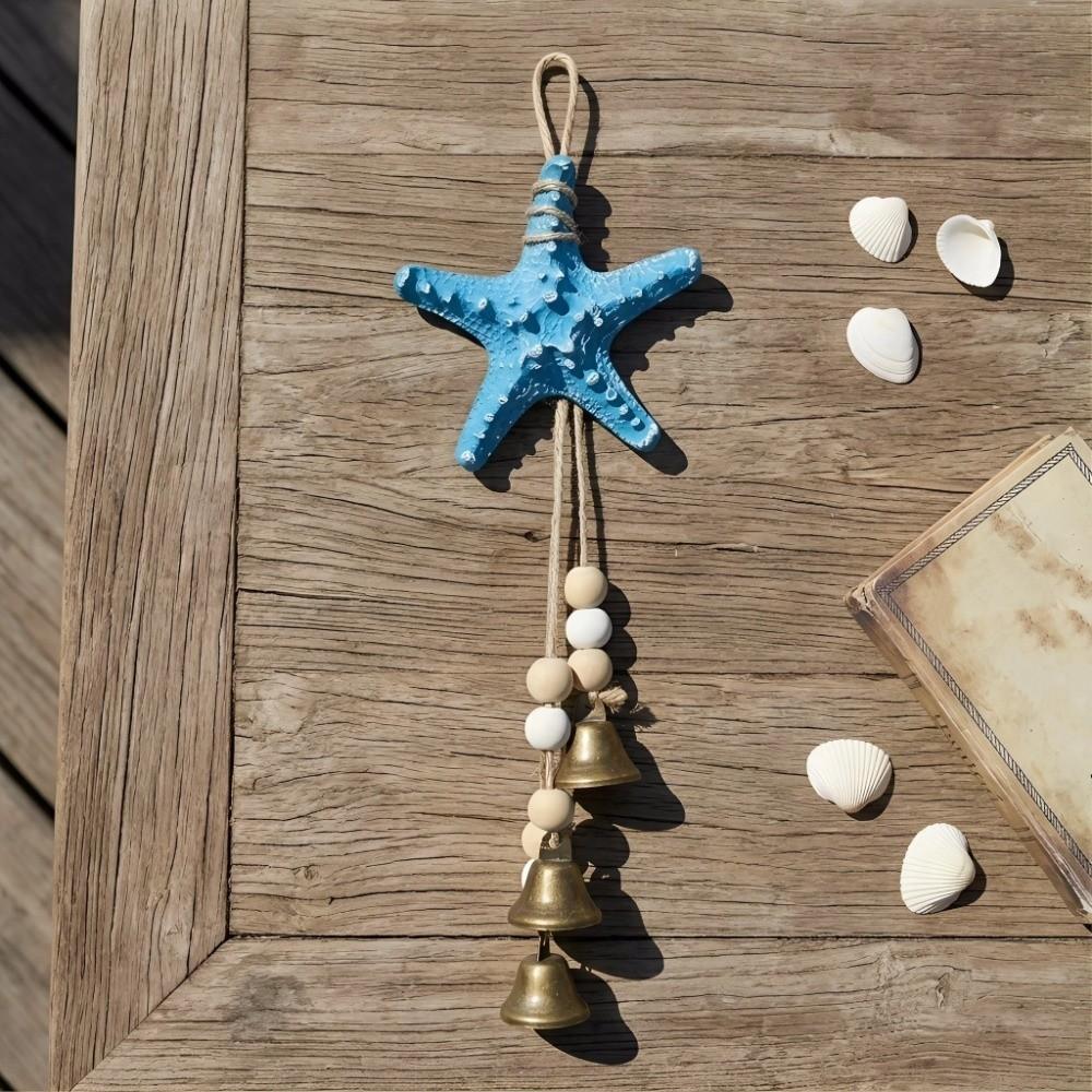 Wooden Beads Beach Decor Metal Bells Ocean Themed Hanging Ornament Starfish Wind Chime  Home Decor