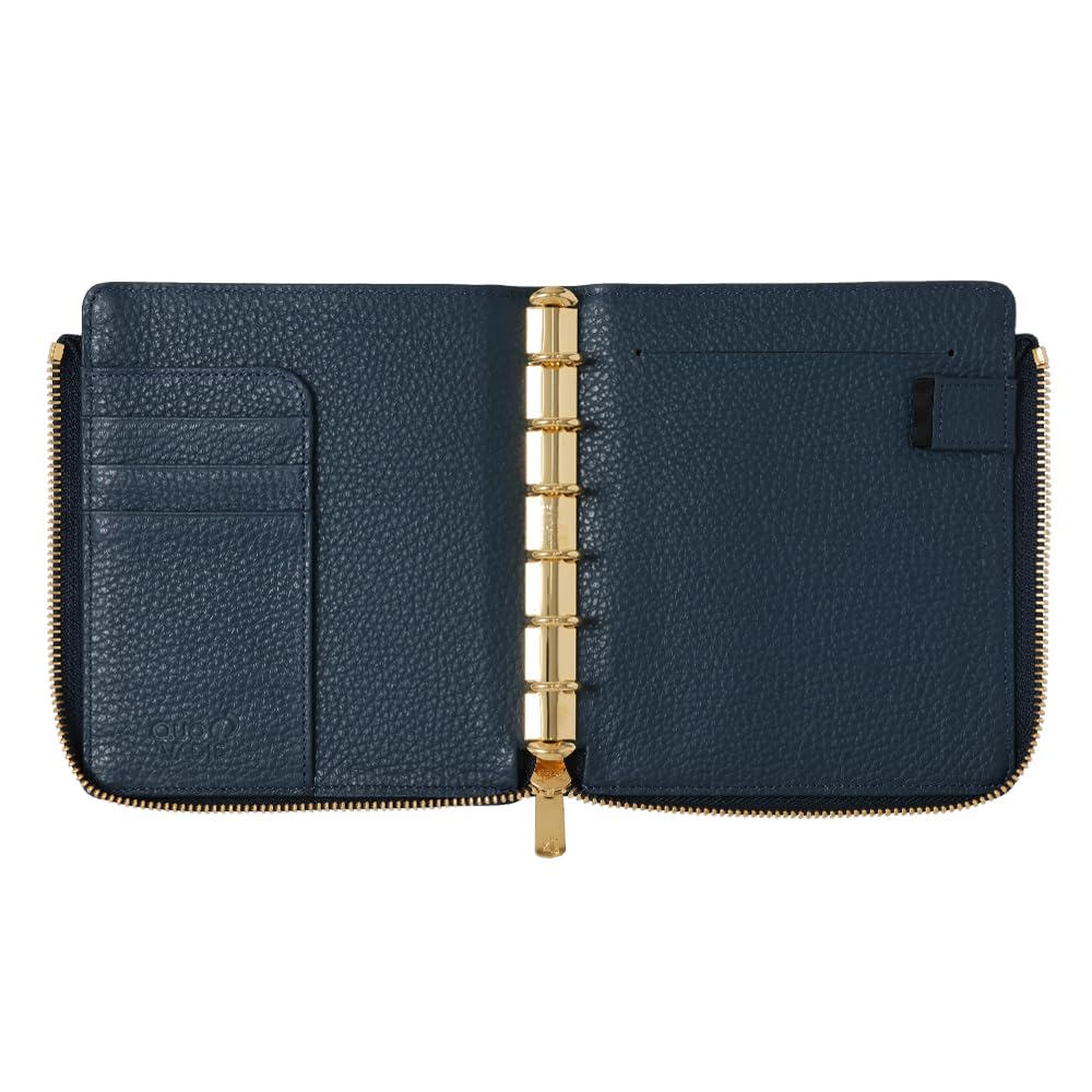 Quo Vadis Genuine Leather System Organizer Cover 6 Zip Timer 14 French Classic Navy QUOVADIS Timer14 qv937lzfcnv [Mini Size/L Cover]