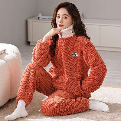 Pajamas Women'S Winter Coral Fleece Women'S Fleece Thickened Warm Autumn And Winter Women'S Flannel Winter Loungewear Set