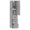 VidaXL Buffet haut Gris béton 34,5x34x180 cm Bois d'ingénierie 3198829