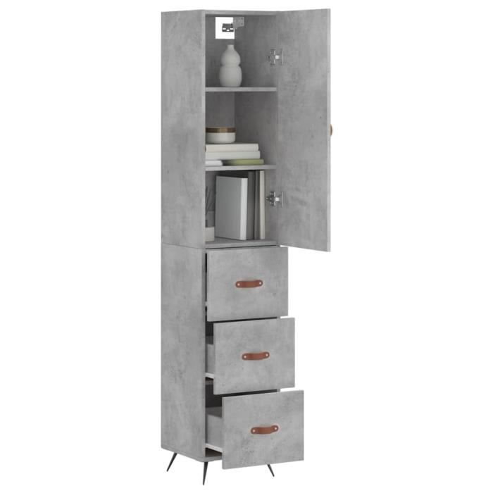 VidaXL Buffet haut Gris béton 34,5x34x180 cm Bois d'ingénierie 3198829