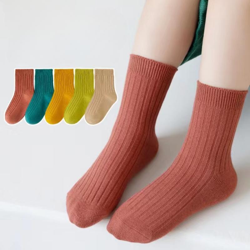 5 par bawełnianych skarpetek unisex dla niemowląt, antypoślizgowe, w jednolitym kolorze, elastyczne, skarpetki dla noworodka, akcesoria dla niemowląt