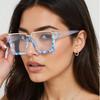 European and American fashion anti-blue glasses frame lower half frame square large frame flat glasses ins Internet celebrity glasses frame