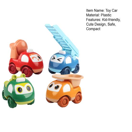 4Pcs/Set Toddlers Pull-Back Car Toys Baby Push And Go Toy Cars Friction Powered Mini Dump Truck Lift Truck Mixer Trailer Construction Vehicle Toys