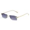 Trendy Polygon Cut Edge Rimless Sunglasses For Women & Men - Fashionable Street Style Glasses For A Chic Look
