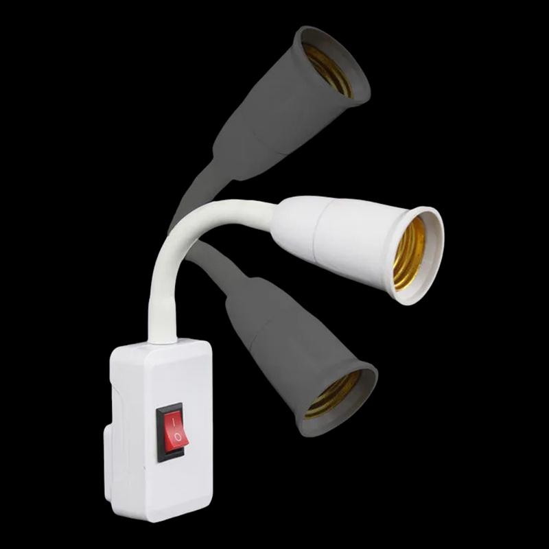 1 Piece Eu/Uk Plug Led Table Lamp Hose Steering Lever E27 Direct Plug In Swivel Head E27 Socket Bulb Holder With Switch