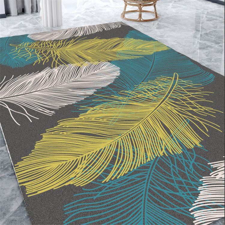 Feather Print Floor Mat Living Room Large Area Anti-Slip Carpet Bedroom Room Bedside Blanket Home Decor