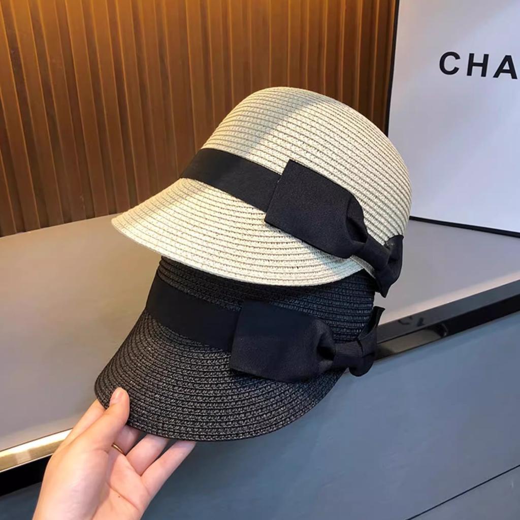 Pălărie nouă de soare pentru femei de vară din paie respirabilă modă cu fundă pălărie de protecție solară pentru vacanță la malul mării