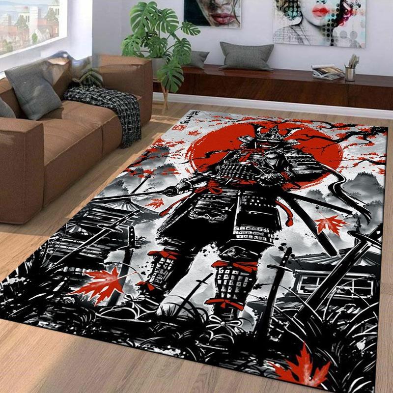 Samurai Spirits Large Carpet for Living Room Creative Retro Oriental Doormat Carpet Bedroom Home Decor Non-slip Floor Play Mat