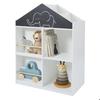 GINGER HOME Children's Shelf – Montessori House-Shaped Storage Unit, with Blackboard, 6 Compartments, White, 95.8 Cm