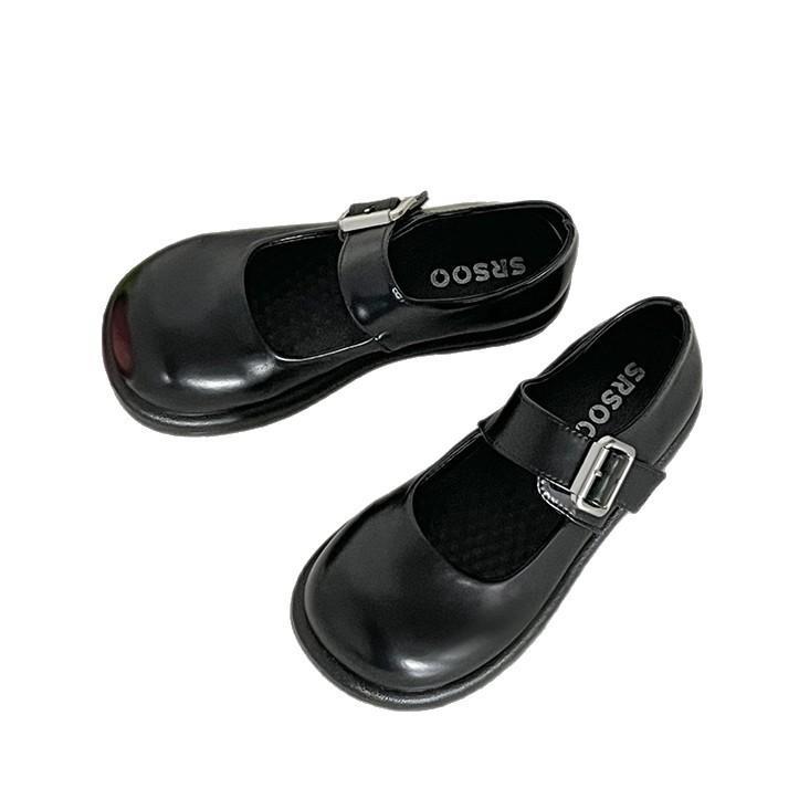 Retro Black French Round Head Light Mouth Flat Sole Shoes Women's Summer 2025 New with Skirt Versatile Mary Jane Shoes