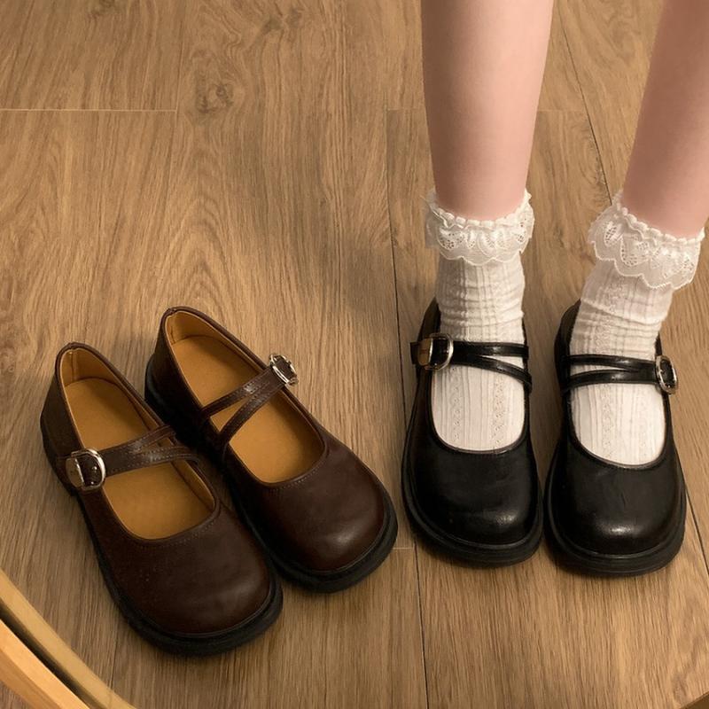 Hot Selling Shoes Female 2025 New Mary Janes Women's High Heels Daily Pumps Women Round Toe Med Heel Buckle Strap  Shoes Women