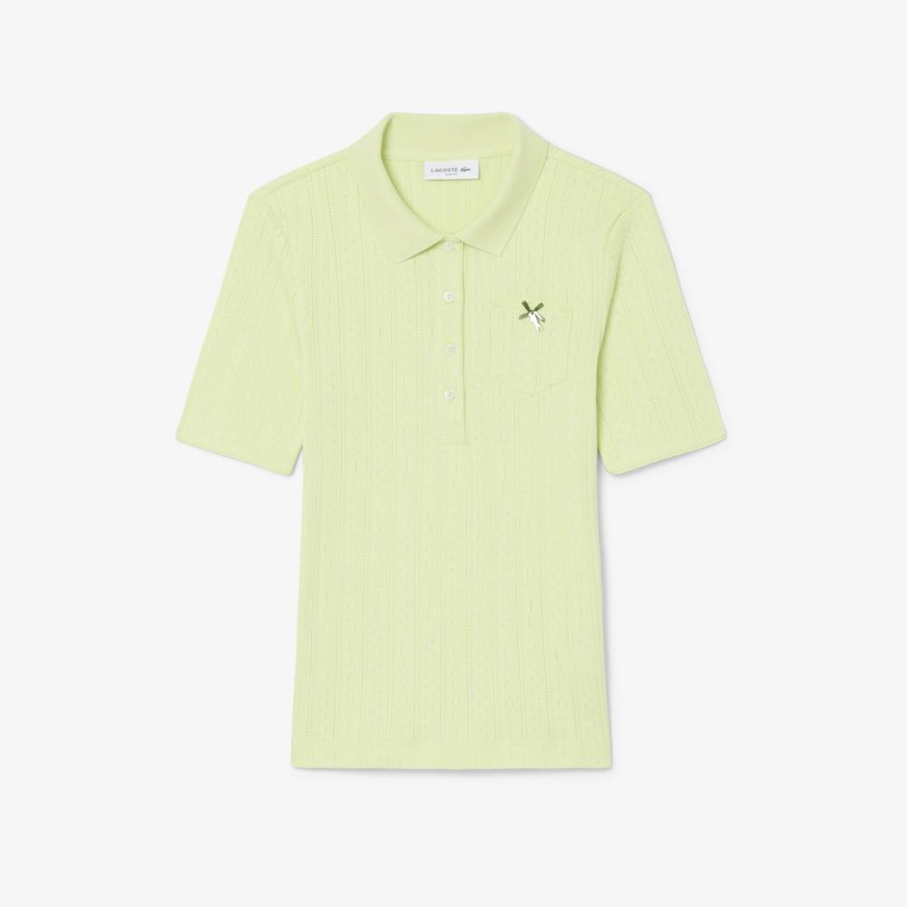 [lacoste] Women's Pointelle Ribbon Croc Polo Shirt DF5296-56GBIC