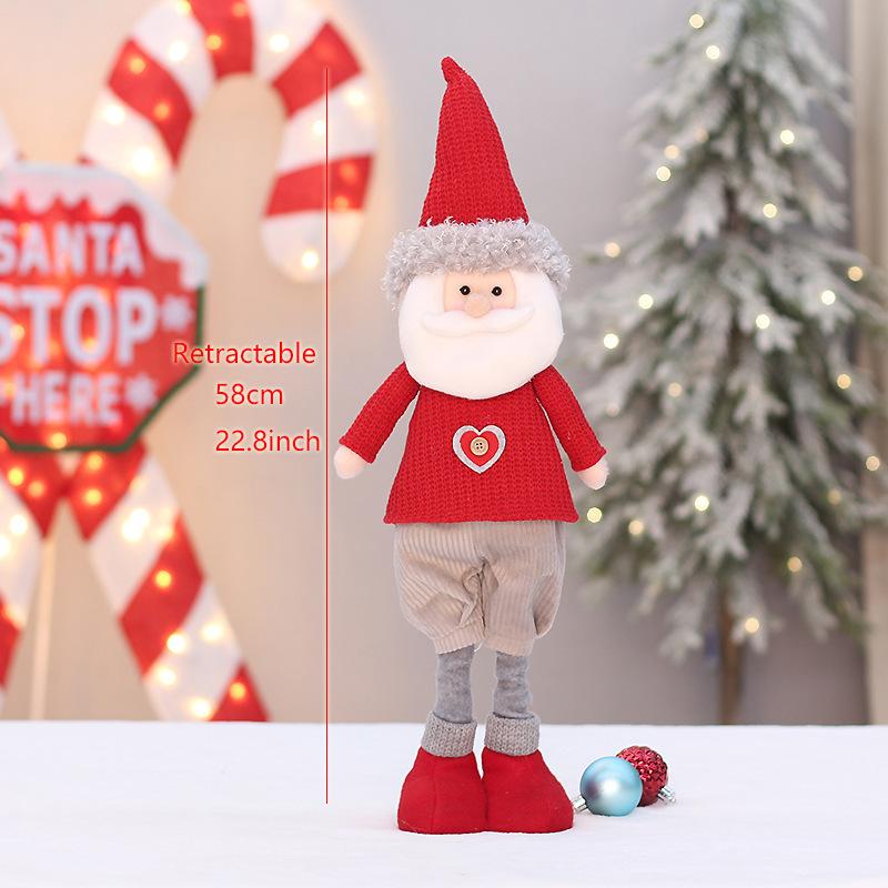 Christmas new red knitted fabric sitting and retractable old man snowman elk doll set decoration ornament