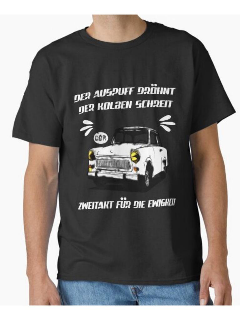 Trabant 601 Trabbi GDR Cult Classic Men'S Short-Sleeve T-Shirt Vintage East German Car Design with Humorous German Text, Unisex Regular Fit Crewneck