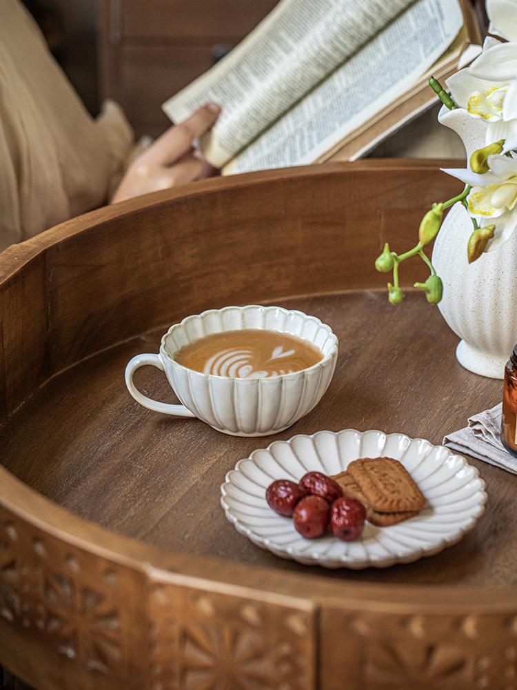 Vintage Ceramic Coffee Cup and Saucer Set Afternoon Tea Time Snowflake Design