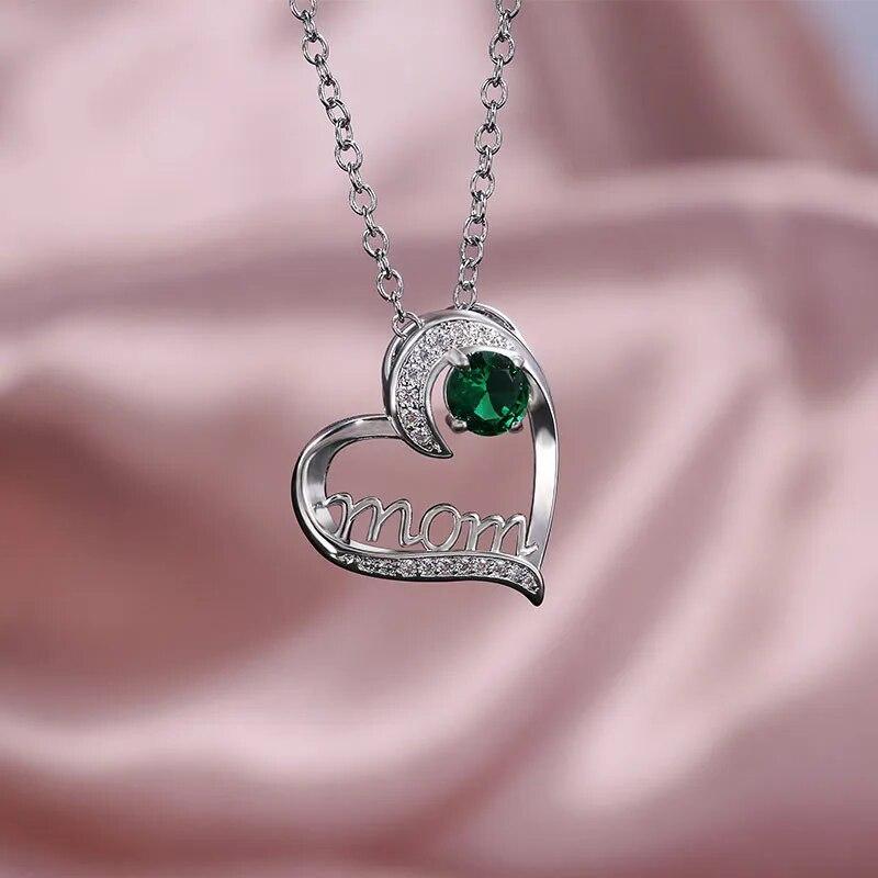 Silvery Color Mother Day Necklace For Women Mother Trendy Heart Shaped MOM Choker Chain Necklaces Charm Party Jewelry Gifts