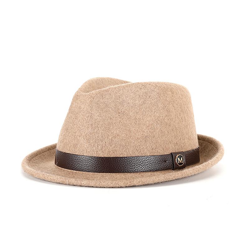 Hat autumn and winter pure wool top hat woolen retro French British jazz hat rolled edge felt hat