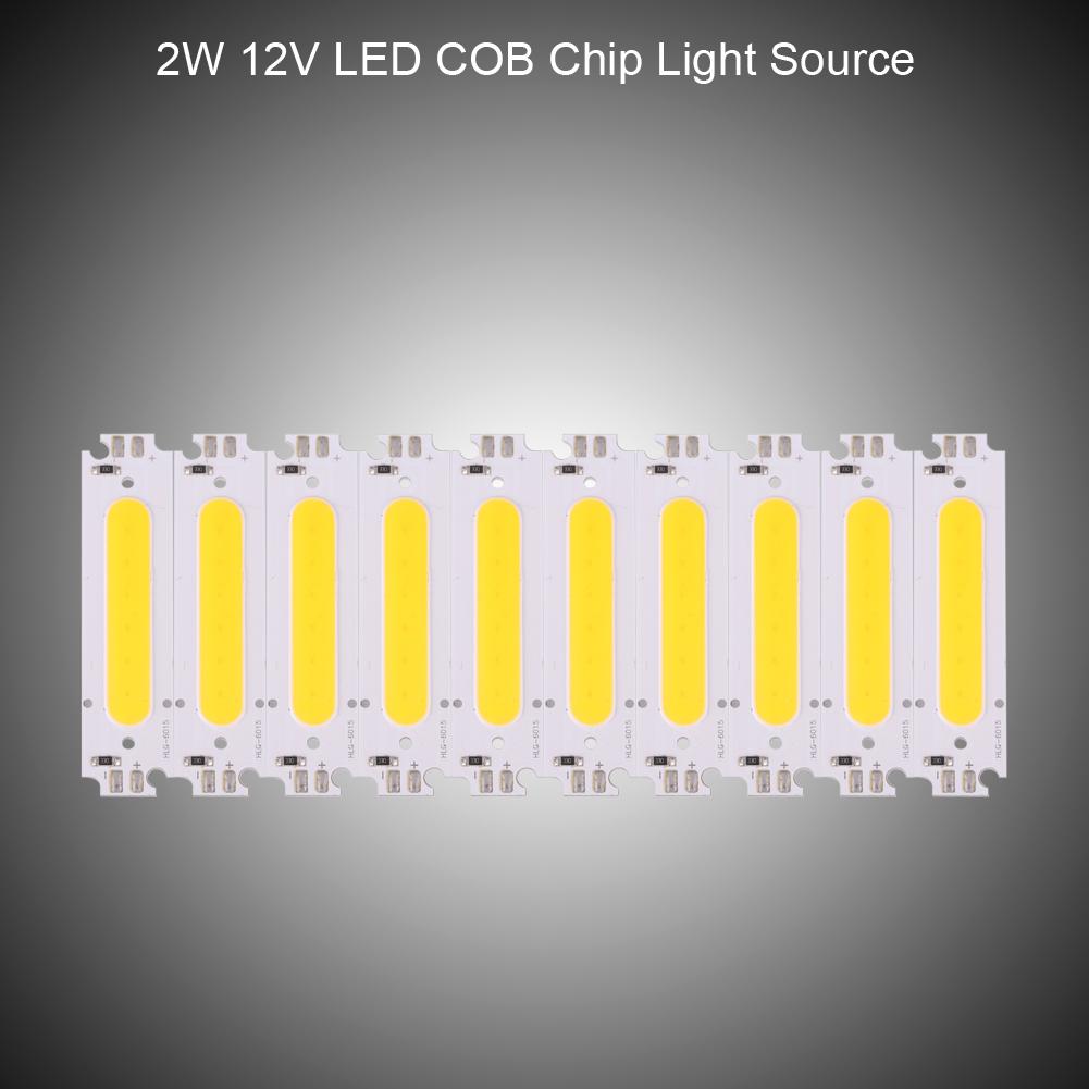 

10 шт. Источник света COB-чип DC 12V 2W подходит для светодиодной лампы DIY, осветительных приборов (Теплый белый)