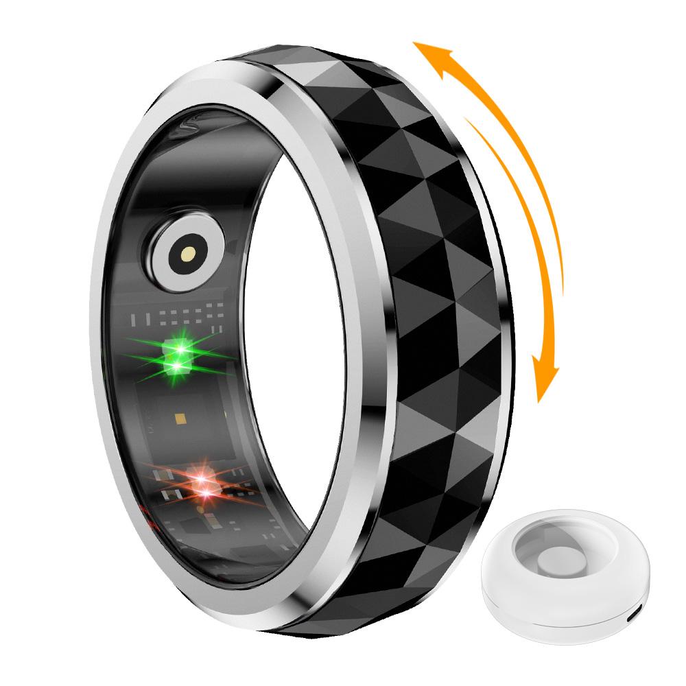 R11 Smart Ring, Fidget Spinner Anxiety Relieve Ring with Charging Case for Men, Health Sleep Monitor, 5ATM Waterproof 8 чёрный