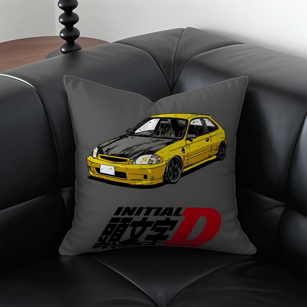 Anime Racing IInitial D Cushion Cover Pillow Case Antidustmite Invisible Zipper Silky Plush Cushion