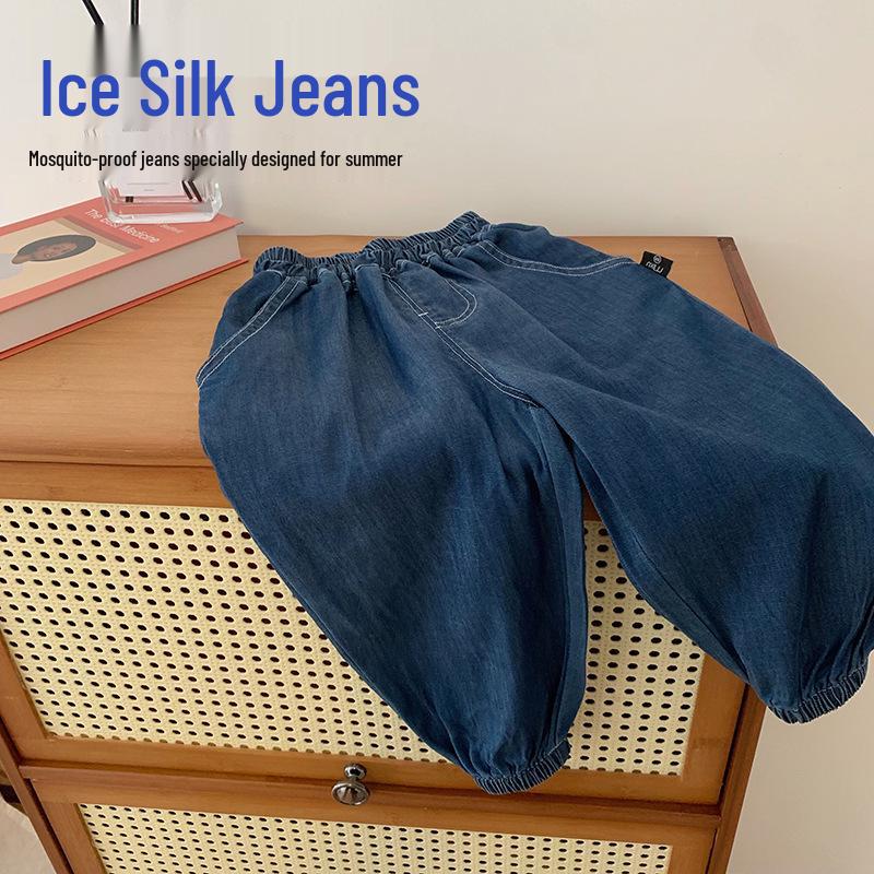 

Джинсы Tong Chenchen для мальчиков из ледяного шелка - Дышащие тенселовые брюки от комаров на лето 100 cm