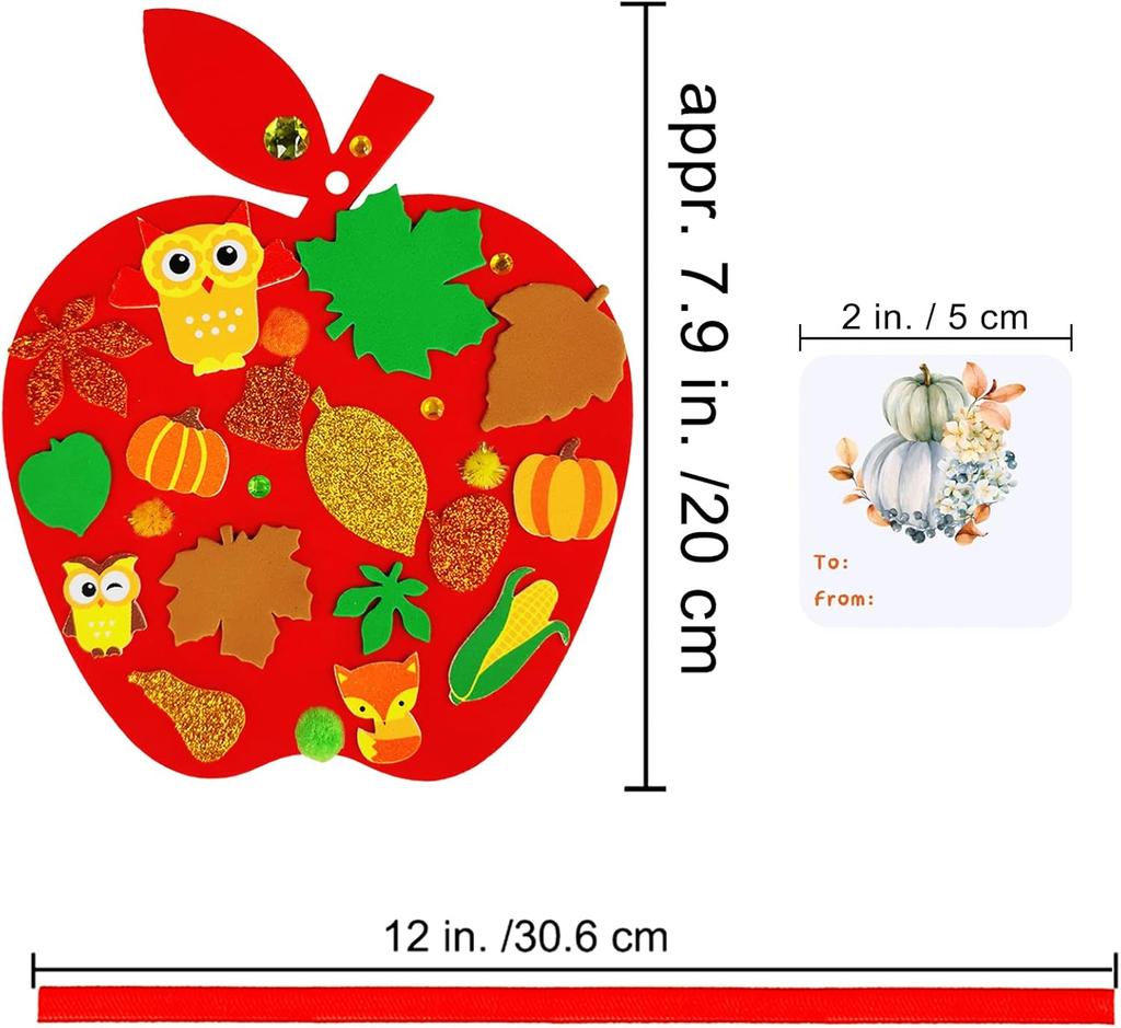 24 Zestawy Jesienne Ozdoby Dyniowe Dekoracje Zestawy DIY Jesienne Rękodzieło Dynia z Pianki Jabłko Żołądź Naklejki z Jesiennymi Liśćmi na Upominki na Przyjęcia Dziękczynienie Halloween