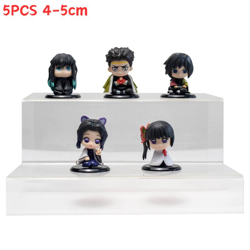5 szt./zestaw Demon Slayer Wersja Q Siedząca Figurka Zabawka Anime Kimetsu no Yaiba Tanjiro Nidouzi Inosuke Zenizu PVD Figurka Model Lalka