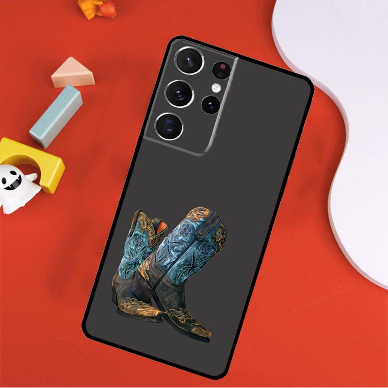 Rustic Cowboy Cowgirl Western Country Phone Case For Samsung Galaxy S25 Ultra S9 S10 S20 S21 FE S22 S23 S24 Plus S24 Ultra Cover