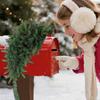 43.5 Inch Christmas Garland Artificial Pine Needle Mailbox Swag Wreath Winter Festival Front Door Wall Window Decoration