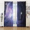 2pcs Fantasy Blue Night Starry Sky Printed Window Curtain - Rod Pocket Window Treatment for Home Decor and Room Decoration