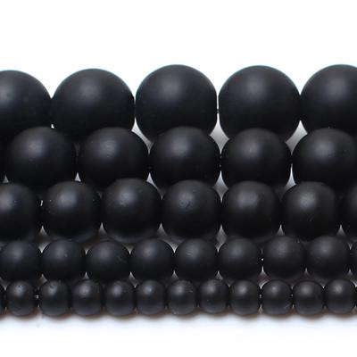 Black Matte Onyx Agate Round Beads, 4/6/8/10/12mm, Polished Natural Stone, for Jewelry Making DIY