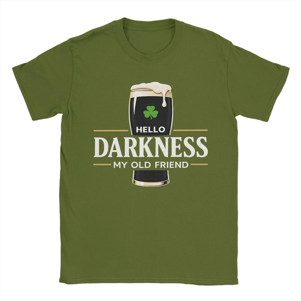Printed Hello Darkness My Old Friend Stout Dark Beer T Shirt For Unisex  Pure Cotton Tee Shirt Short Sleeve Tops