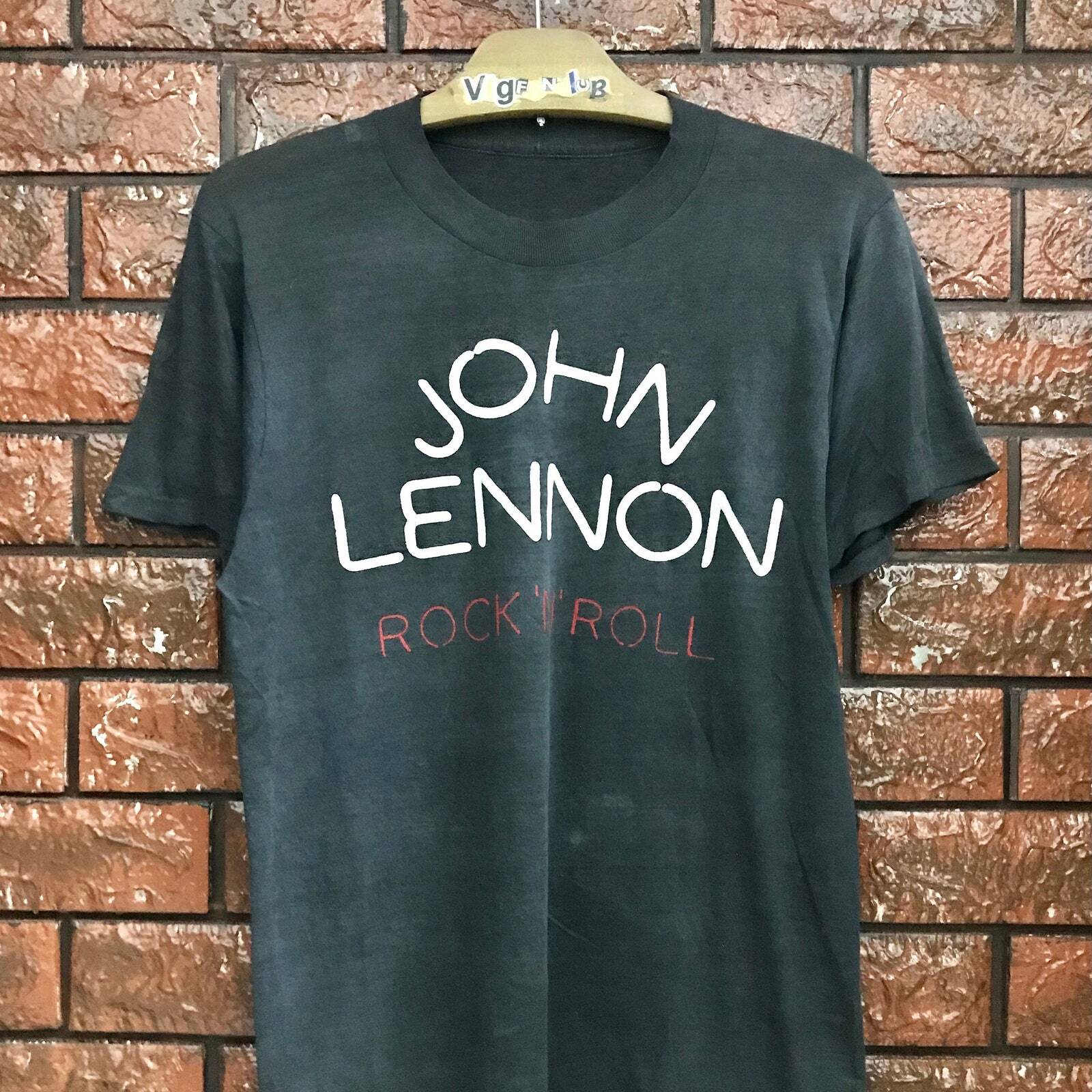 John Lennon Rock Roll 1975 Album Promo T Shirt 70s Vintage Roc Unisex T-Shirt L