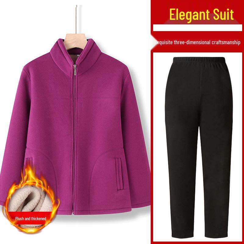 Women's Fleece Hoodie Jacket for Elderly - Winter & Spring Wear