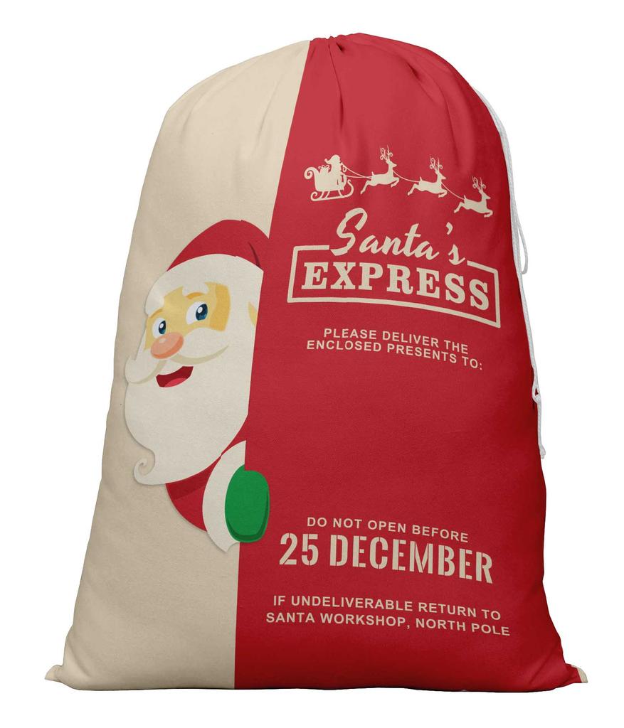 Printtoo 2 Pcs Santa Gift Sack for Kids Presents Xmas Bag Christmas Sack Personalized Bags Large 27x20 Inch