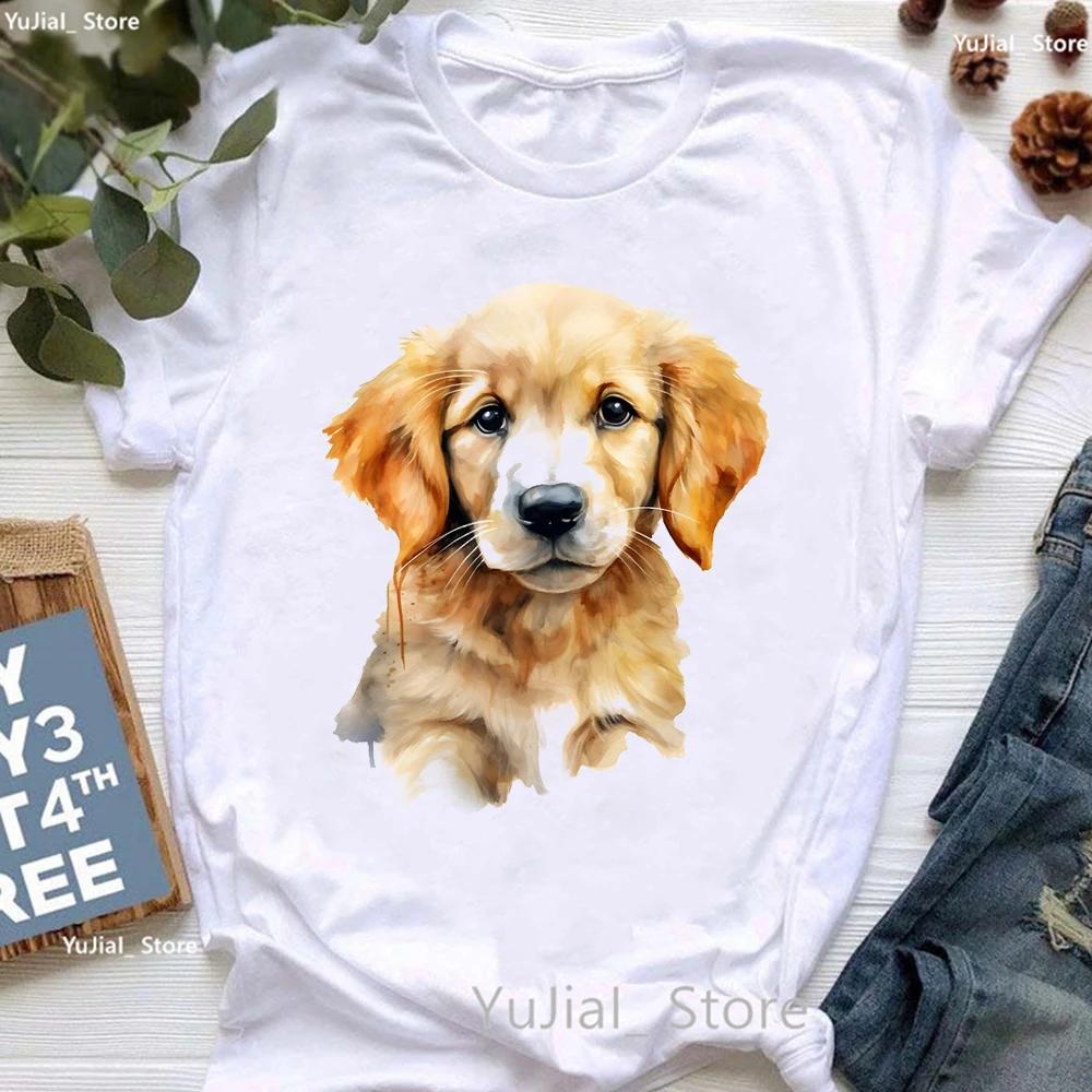 Golden Retriever Hunting Dogs Animal Print T Shirt For Girls Australian Shepherd Dog With Flower Tshirt Unisex Harajuku Shirt