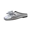 Baotou half slippers women's summer wear new bow soft bottom with skirt square head lazy Muller cool slippers