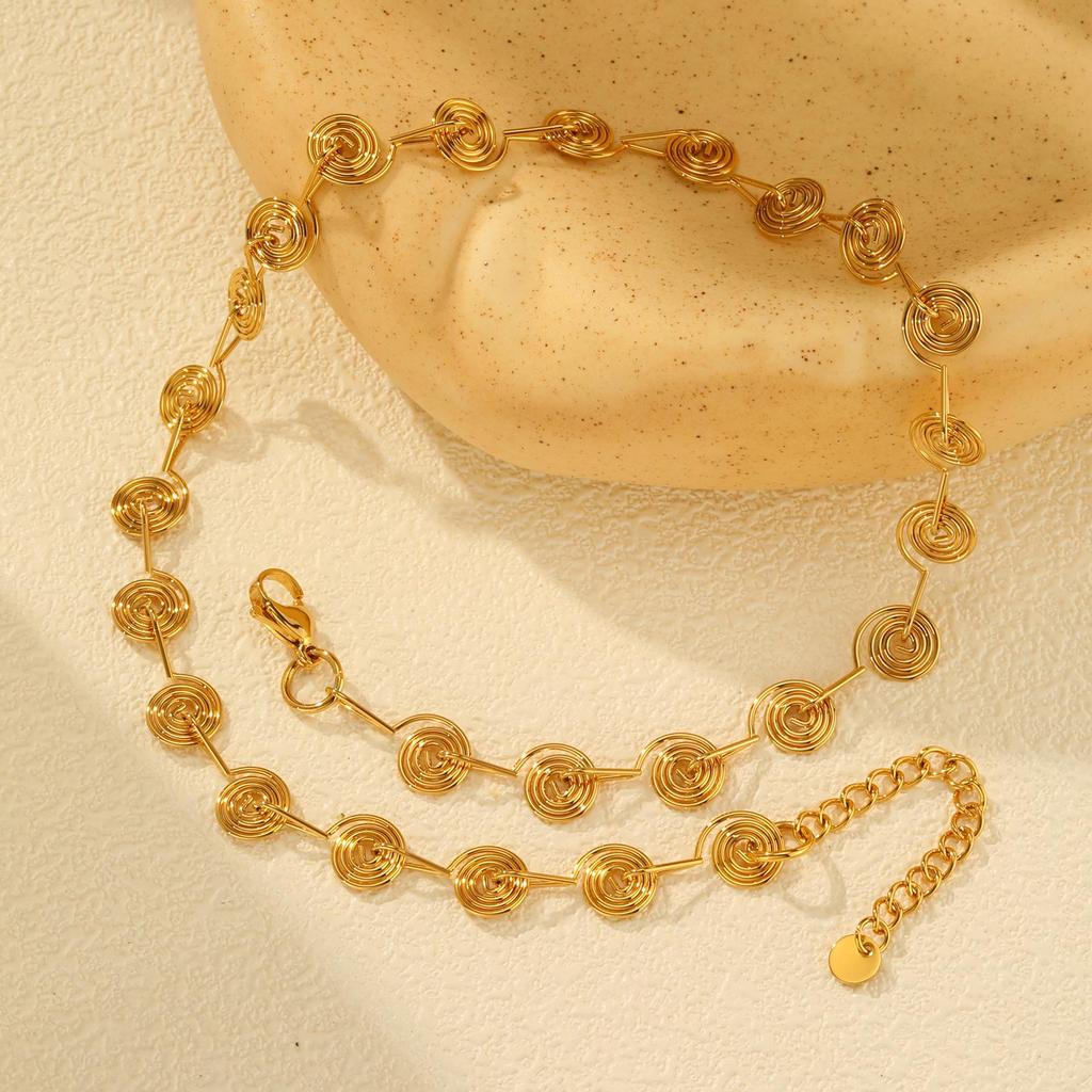 Unique Geometric Spiral Necklace for Women,Gold Color Stainless Steel Necklaces,Fashion Set Jewelry Gifts