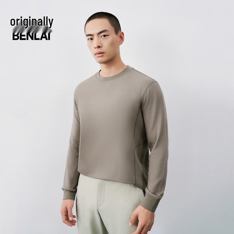 Benlai Men's Cotton-Feel Crew Neck Long Sleeve Tee