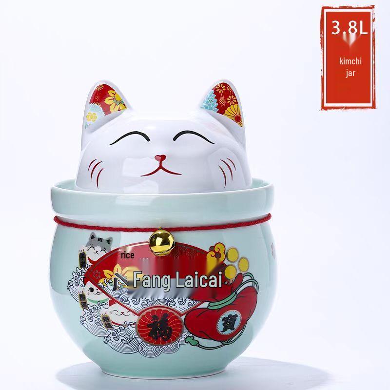 

Jingdezhen Lucky Cat Ceramic Pickling and Storage Jar